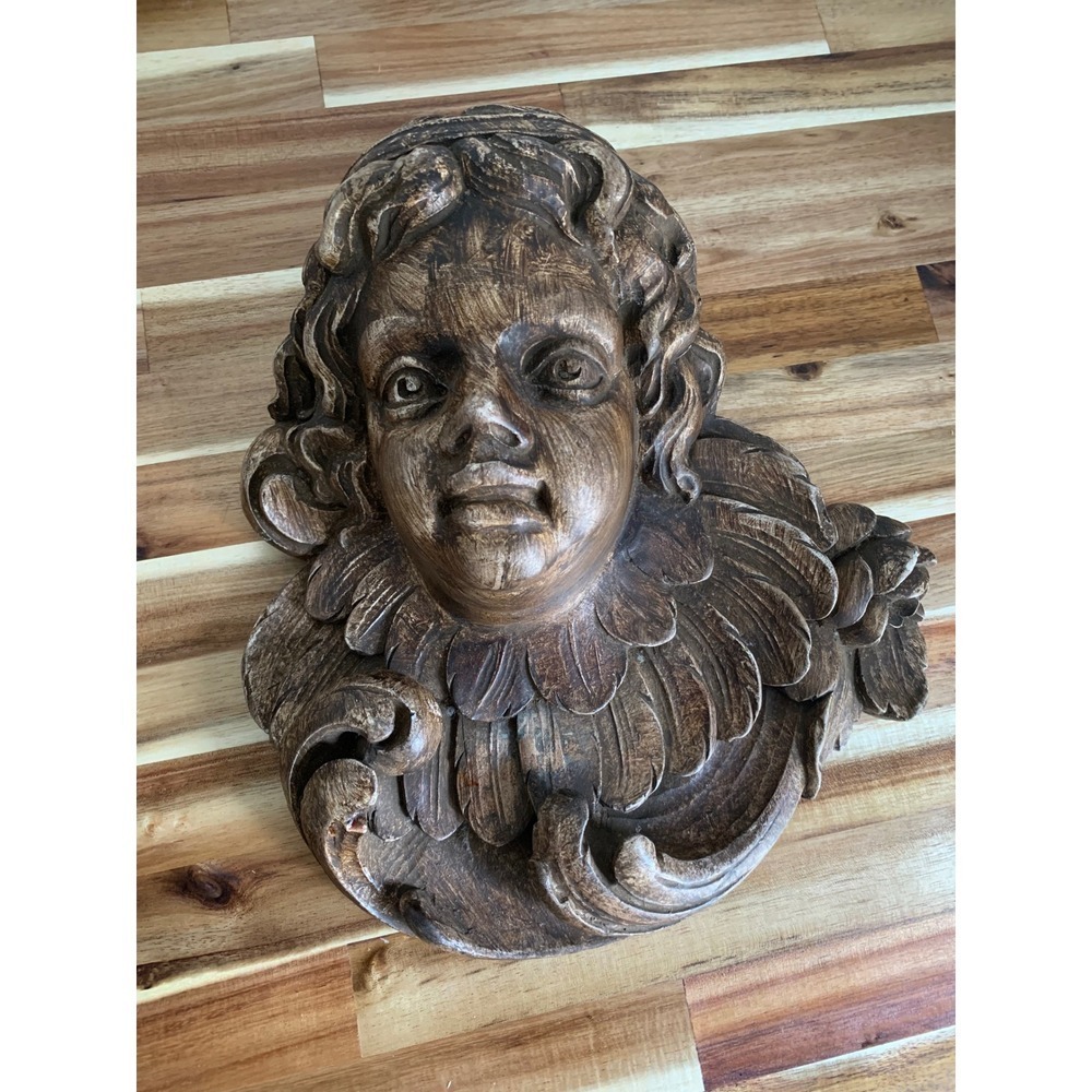 Vintage Maximalism Cherub Angel Wall Plaque Brown Retro Whimsigoth Decor